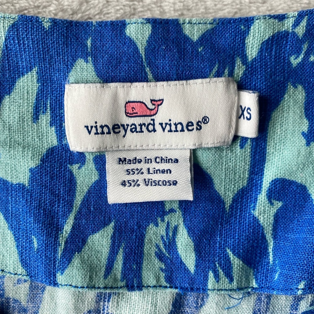 Vineyard Vines Lucaya Tunic Linen Blend Parrot Bird print XS - Picture 11 of 14